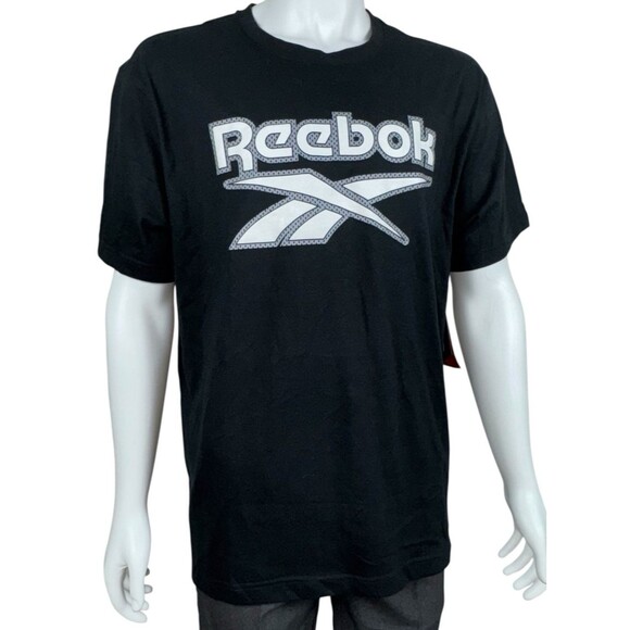 Reebok Goalie Mesh Logo Tee T-Shirt Regular Fit Short Sleeve Mens XXL Black New - Picture 2 of 9